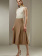 Camel Seamed A-Line Midi Skirt