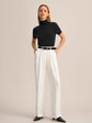 Ivory Pleated Wide-Leg Trousers