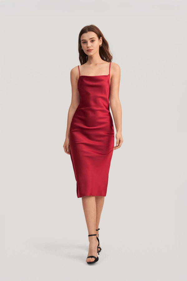 Ruby Cowl-Neck Satin Slip Dress - front