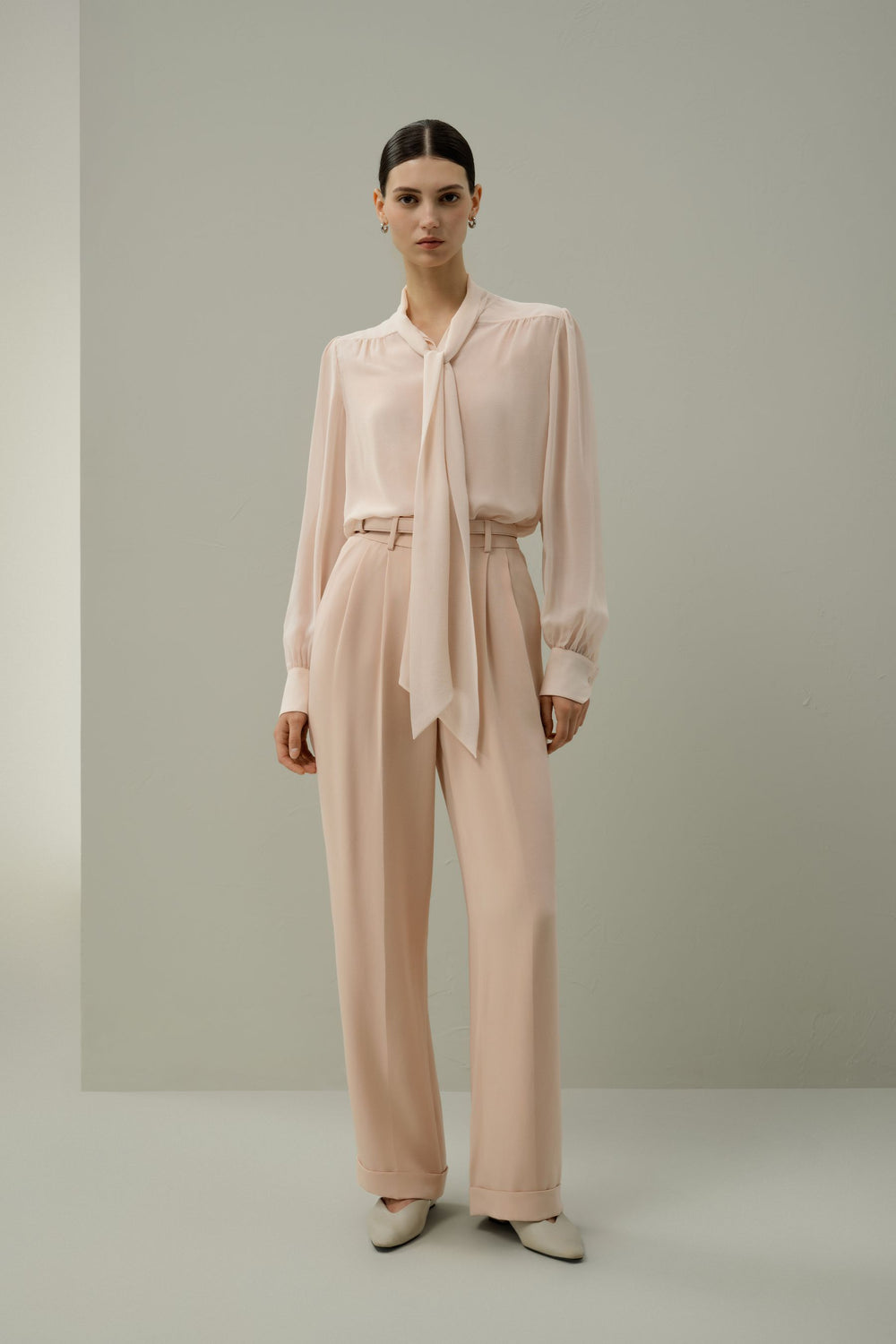 Blush Tie-Neck Blouse - front