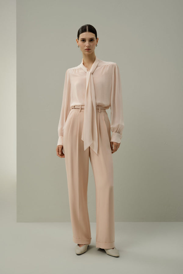 Blush Tie-Neck Blouse - front
