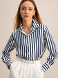 Navy Stripe Silk Shirt
