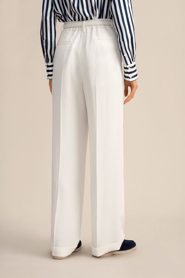 Ivory Pleated Wide-Leg Trousers - back