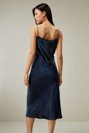 Midnight Ruffle-Cowl Slip Dress - back