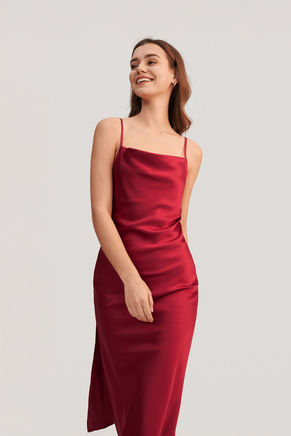 Ruby Cowl-Neck Satin Slip Dress - cowl neckline