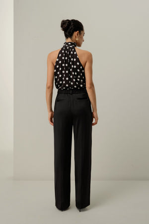 Black Fluid Wide-Leg Trousers - back